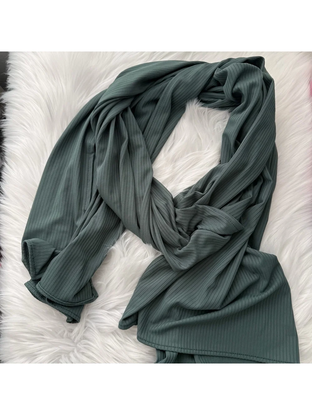 Wrapped Nation Green Ribbed Oversized Wrap Shawl Scarf 74 x 29